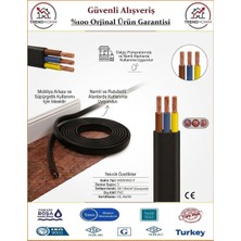 Trendhomm 3x2.5 TTR Yassı Elektrik Kablosu - %100 Bakır - 2 Metre