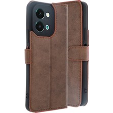 Aletools   Vivo Y28 Kılıf Trend S Plus Kapaklı Kılıf - Taba
