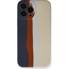 Mestore Apple Iphone 13 Pro Kılıf Ebruli Lansman Silikon - Lacivert-Krem