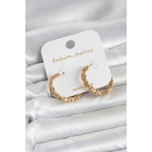 Luord-Store Gold Renk Pirinç Tırtık Model Kadın Küpe