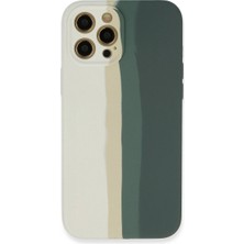 Mestore Apple Iphone 12 Pro Kılıf Ebruli Lansman Silikon - Beyaz-Gri