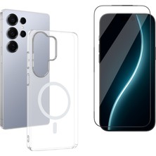 Tekno Grup Galaxy S26 Ultra Kılıf Mika Kamera Korumalı M-Safe Şarj Özellikli Şeffaf Sert Pc London Kapak + Cam Ekran Koruyucu