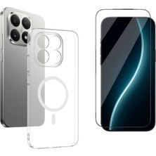 Tekno Grup Xiaomi 15T Kılıf Mika Kamera Korumalı M-Safe Şarj Özellikli Şeffaf Sert Pc London Kapak + Cam Ekran Koruyucu