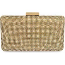 Seniorah Altın Sarısı Parlak Taş Kaplama Söz Nişan Düğün Kadın Abiye Çanta Clutch