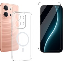 Tekno Grup Xiaomi Redmi 15C Kılıf Mika Kamera Korumalı M-Safe Şarj Özellikli Şeffaf Sert Pc London Kapak + Cam Ekran Koruyucu
