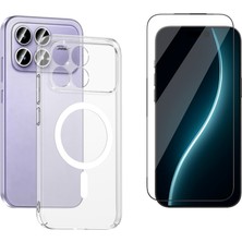Tekno Grup Xiaomi Poco F8 Pro Mika Kamera Korumalı M-Safe Şarj Özellikli Şeffaf Sert Pc London Kapak + Cam Ekran Koruyucu