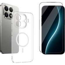 Tekno Grup Xiaomi 15T Pro Kılıf Mika Kamera Korumalı M-Safe Şarj Özellikli Şeffaf Sert Pc London Kapak + Cam Ekran Koruyucu