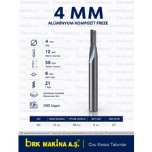 Brk 4 mm Alüminyum Kompozit Karbür Freze