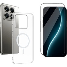 Tekno Grup Xiaomi 14T Pro Kılıf Mika Kamera Korumalı M-Safe Şarj Özellikli Şeffaf Sert Pc London Kapak + Cam Ekran Koruyucu