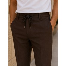 Danger Erkek Comfort Fit Kahverengi Çizgili Jogger Pantolon Esnek Kumaş 0247DNGR
