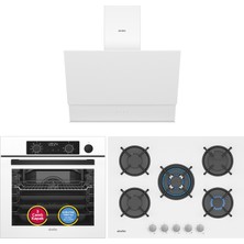 Simfer 0+10 Fonksiyon Steam Master Beyaz 3'lü Ankastre Set (8245 Fırın + 3751 Ocak + 8704 Davlumbaz)