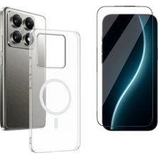 Tekno Grup Xiaomi 14T Kılıf Mika Kamera Korumalı M-Safe Şarj Özellikli Şeffaf Sert Pc London Kapak + Cam Ekran Koruyucu