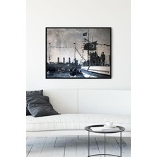Eski Istanbul Boğaz Nostaljik Çerçeveli Tablo 21X30CM