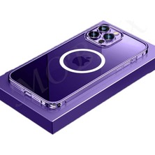 iPhone 14 Pro ile Uyumlu Kılıf Kamera Lensli Metal Çerçeve Bumper Kilitli Kapak
