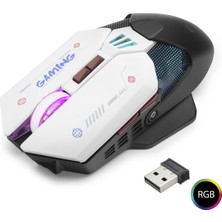 Hace Bazaar W19 Kablosuz Mouse Dual Mod 10000 Dpi 7 Tuş Makro 1000 Hz Rgb - Siyah Beyaz