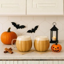 2 Adet Ateşe Dayanıklı 400 ml Çizgili Borosilikat Cam Kupa Bardak MIT1100