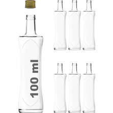 100 ml Şeffaf Piramit Sosluk 100 cc Kapaklı Kavisli Cam Şişe 6 Adet (Altın/gold (Metal))
