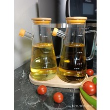 Yağlık Sirkelik Seti Silikon Contalı Bambu Kapaklı 3'lü Set - 900 ml 2 Adet ve Altlık