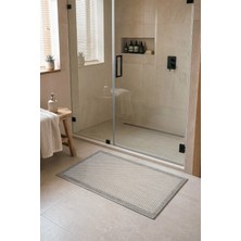 Koza Halı Fresco Antrasit Ekru İskandinav Jüt Yıkanabilir Bordür Halı Kilim Balkon Teras Mutfak Halısı 23745A, 60 x 100