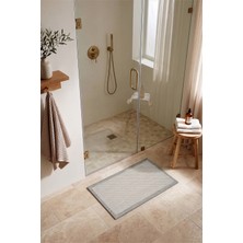 Koza Halı Fresco Antrasit Ekru İskandinav Jüt Yıkanabilir Bordür Halı Kilim Balkon Teras Mutfak Halısı 23745A, 50 x 80