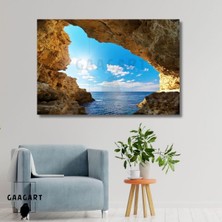 Tekli Yatay Kanvas Duvar Tablosu Büyük Kayalıklar ve Deniz, 40 x 30