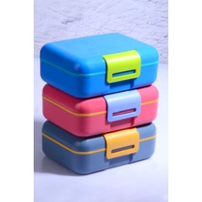 3 Adet Design Kendinden Kaşıklı 5 Bölmeli 2 Katlı Beslenme Kutusu
