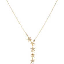 2em Konsept Vıp Çelik Gold Sıralı Yıldız Sarkıtlı Y Model Kolye Kararmaz Alerji Yapmaz 45 cm
