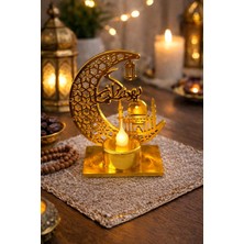 Gold Şamdan Pilli LED Işık, Askılı Fener Süsü Sarı Işıklar Peri Işıkları Aydınlatmalı