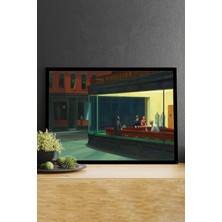 Nighthawks - Edward Hopper Sanatsal Çerçeveli Tablo 50 x 70