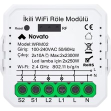 Tuya Uyumlu Akıllı Anahtar Modülü, Çift Çıkışlı, Anahtar Girişli, 2X10A - 220V Röle, Goo