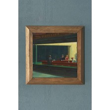 Oscar Stone Decor Masif Çerçeveli Doğaltaş Tablo Nighthawks Gece Kuşları Edward Hopper