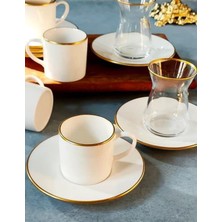 Regna Home Fine Living Sena Yaldızlı 18 Parça Gold Çay-Kahve Bardağı Seti, Türk Kahve Fincan
