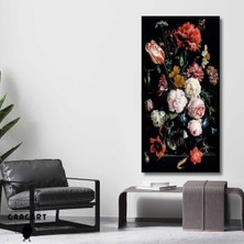 Panaromik Dikey Kanvas Tablo Boho Çok Renkli Karışık Çiçekler, 50 x 100
