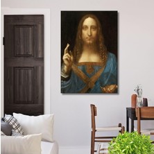 Tekli Dikey Kanvas Duvar Tablosu Leonardo Da Vinci Salvator Mundi, 40 x 60