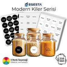216 Adet Suya Dayanıklı Yuvarlak Baharat ve Bakliyat Etiketi - Modern Kiler Düzenleyici Kavanoz S