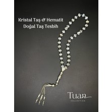Tuan Collection Kristal Taş ve Hematit Doğal Taş Tesbih Zihinsel Denge Konsantrasyon Başarı Şifa Taşı