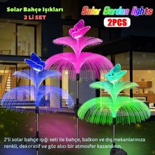 Pltech 2’li Solar Bahçe Işığı – 7 Renk Geçişli, Kelebek Denizanası Fiber Optik Güneş Enerjili Dekoratif Çim Lambası