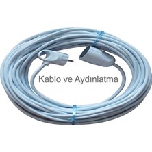 İNWATT 60 Metre Topraklı Tekli Priz Uzatma Seyyar Ara Kablosu Beyaz