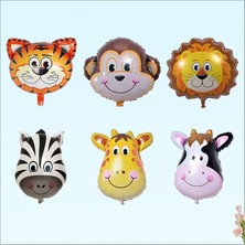 Süsle Bebek ve Parti Safari Sevimli Hayvanlar 35 cm x 6 Adetli Folyo Balon Seti