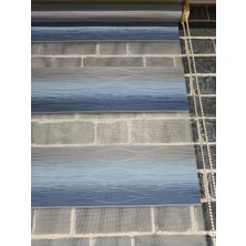 1. Kalite Lacivert Turkuaz Gri Zebra Perde - 1. Kalite Plastik Malzemeli