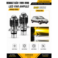 OtoÇizgi Renault Cio 1 1991-1998 H4 LED Far Ampulü Sarı-Beyaz Işık Canbus Mini Lensli 2\'li Set