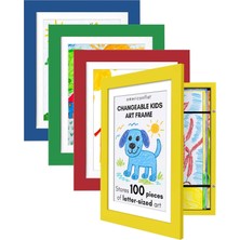 Artwork Frame Changeable Multicolor - Magnetic Holds 100 Art Pieces - 8.5X11 Size Display With Mat O