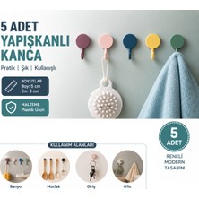 LUXMON Kendinden Yapışkanlı Banyo Mutfak Renkli Duvar Askısı 5 Adet