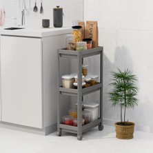 Katlı Tekerlekli Slim Raf Ünitesi 3 Katlı Tekerlekli Ince Raf Ünitesi Mutfak Banyo Kiler ve Gara