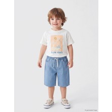 LC Waikiki Lcw Baby Ekru Baskılı Erkek Bebek Tişört