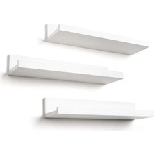 Rafı 3 Lü Set 50X15 cm Beyaz Dekoratif Duvara Monte Raf Salon Mutfak Banyo ve Ofis Için Modern Ra