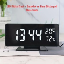 Pltech LED Dijital Masa Saati – Sıcaklık ve Nem Göstergeli, 3 Alarmlı, USB Kablolu Modern Masa Saati