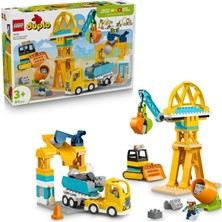 Duplo Kasabası 3'ü 1 Arada Inşaat Sahası ve Araçları 10476-3 Yaş ve Üzeri Kız ve Erkek Ço