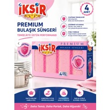 İksir Premium Bulaşık Süngeri 4’lü Paket Pembe Çizdirmez Hassas Yüzey Temizlik Süngeri