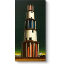 De Chirico - Kule ve Tren Tablosu 60 x 123-2 Parçalı